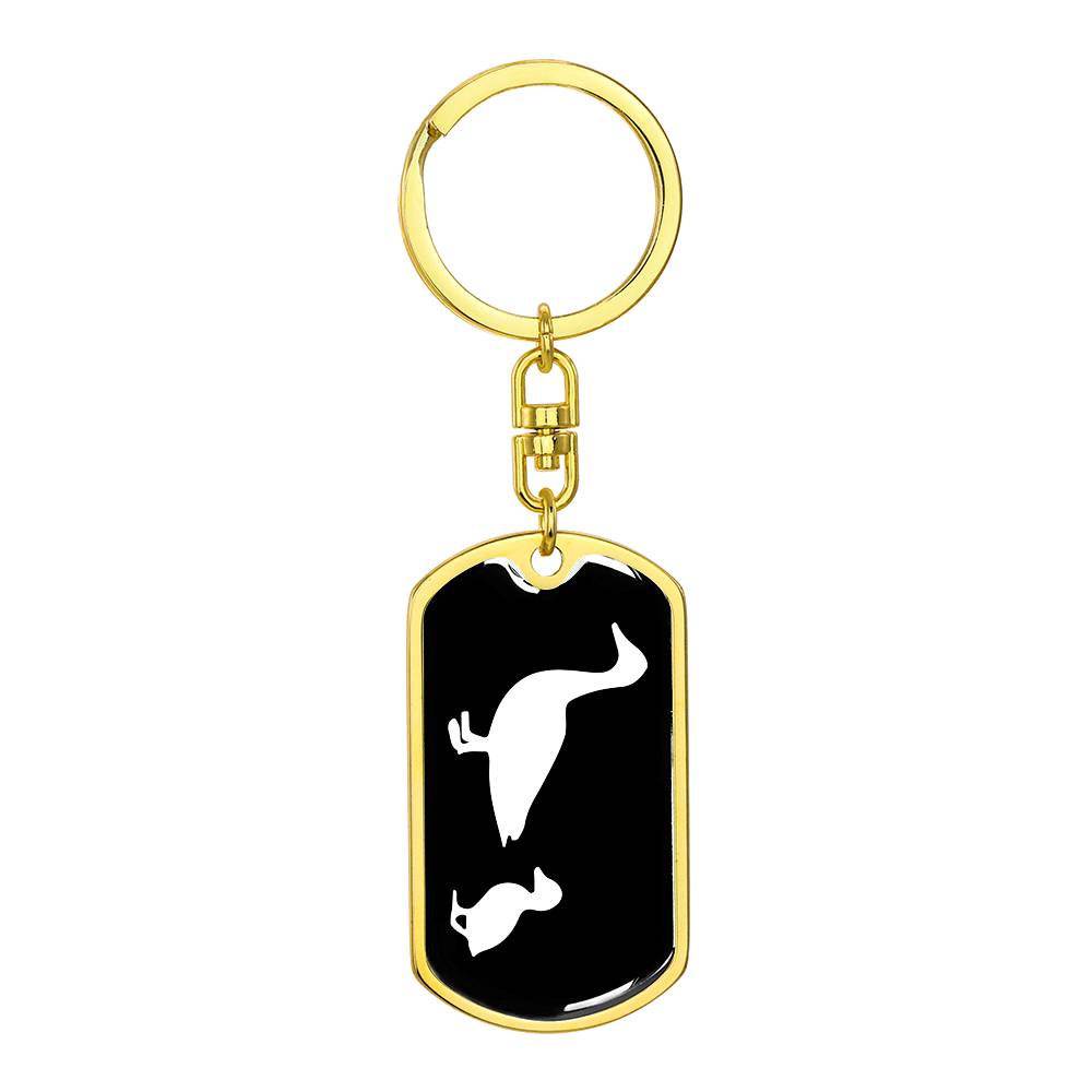 Mama Duck With 1 Duckling v3 - Luxury Dog Tag Keychain