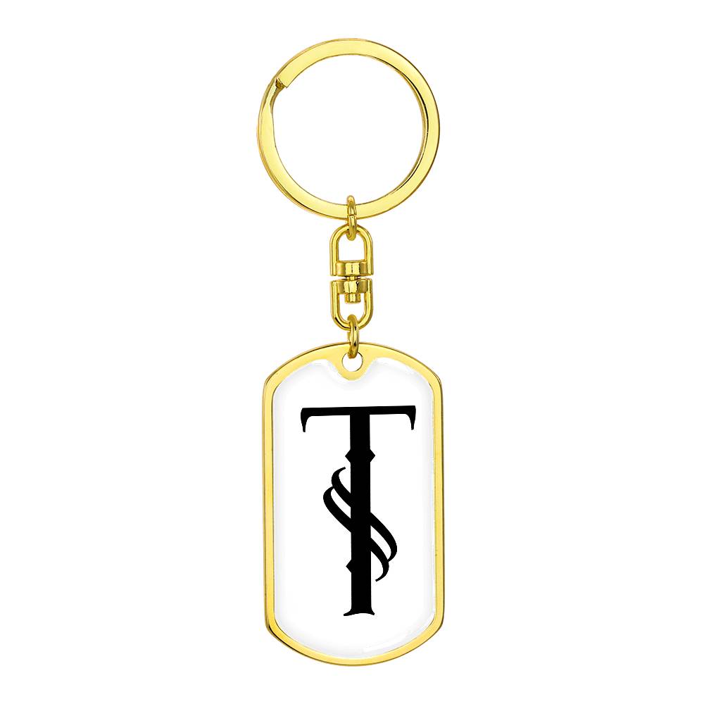 Initial T v001-14 - Luxury Dog Tag Keychain
