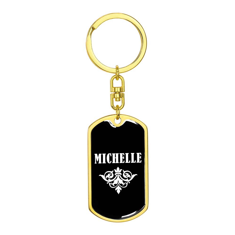 Michelle v03a - Luxury Dog Tag Keychain