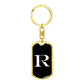 Initial R v3a - Luxury Dog Tag Keychain