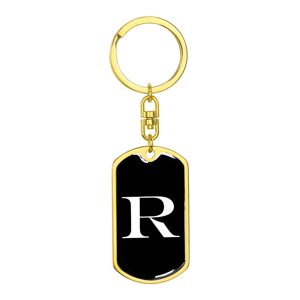 Initial R v3a - Luxury Dog Tag Keychain
