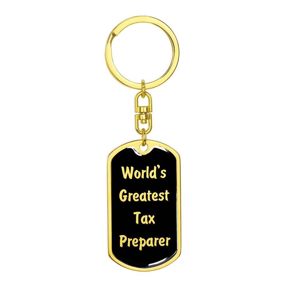 World's Greatest Tax Preparer v2 - Luxury Dog Tag Keychain