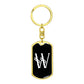 Initial W v001-13 - Luxury Dog Tag Keychain
