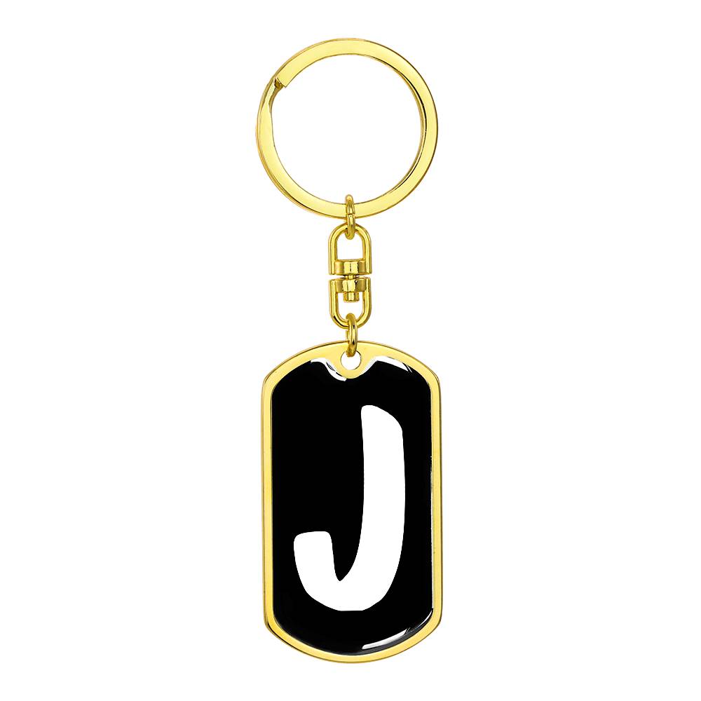 Initial J v3b - Luxury Dog Tag Keychain