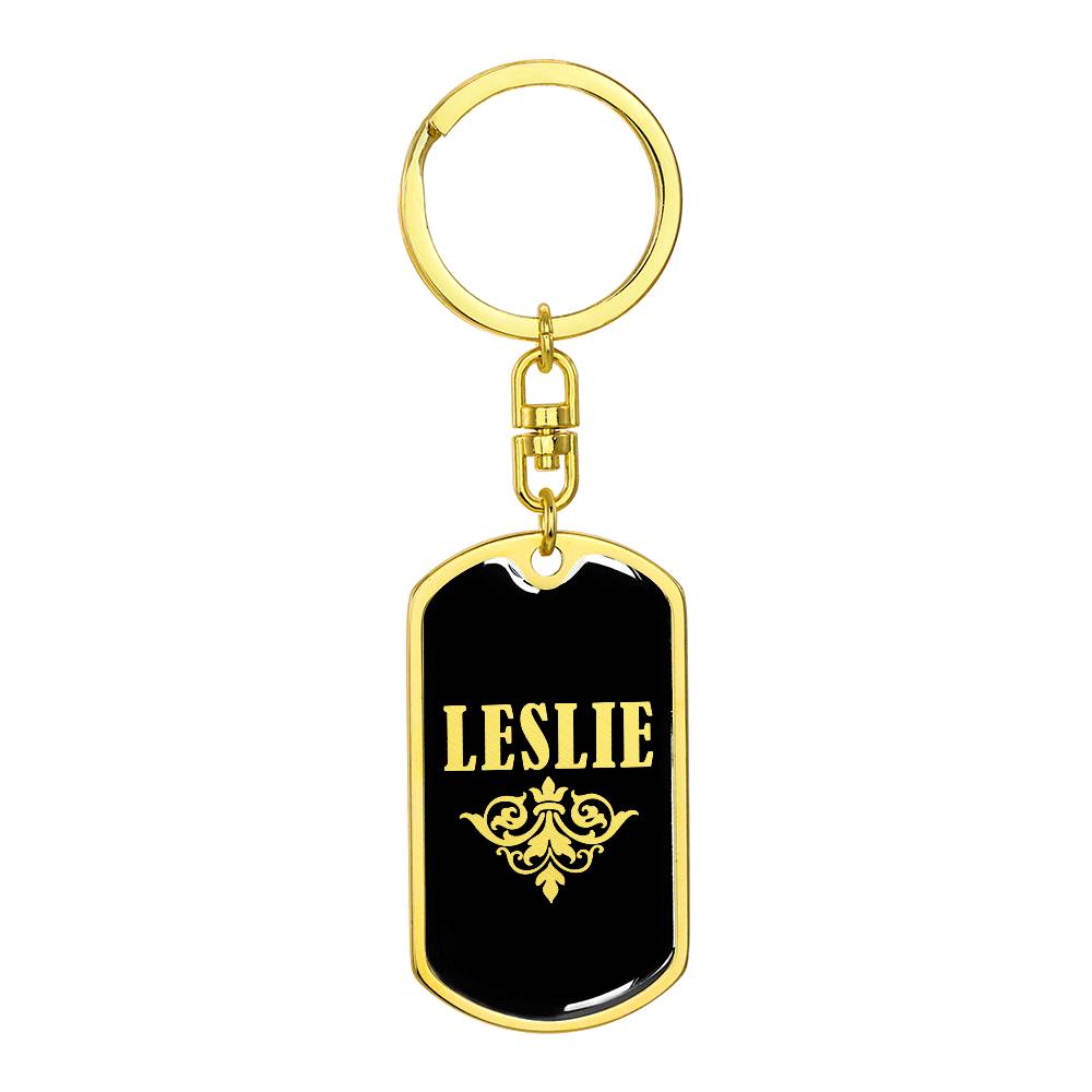 Leslie v02a - Luxury Dog Tag Keychain