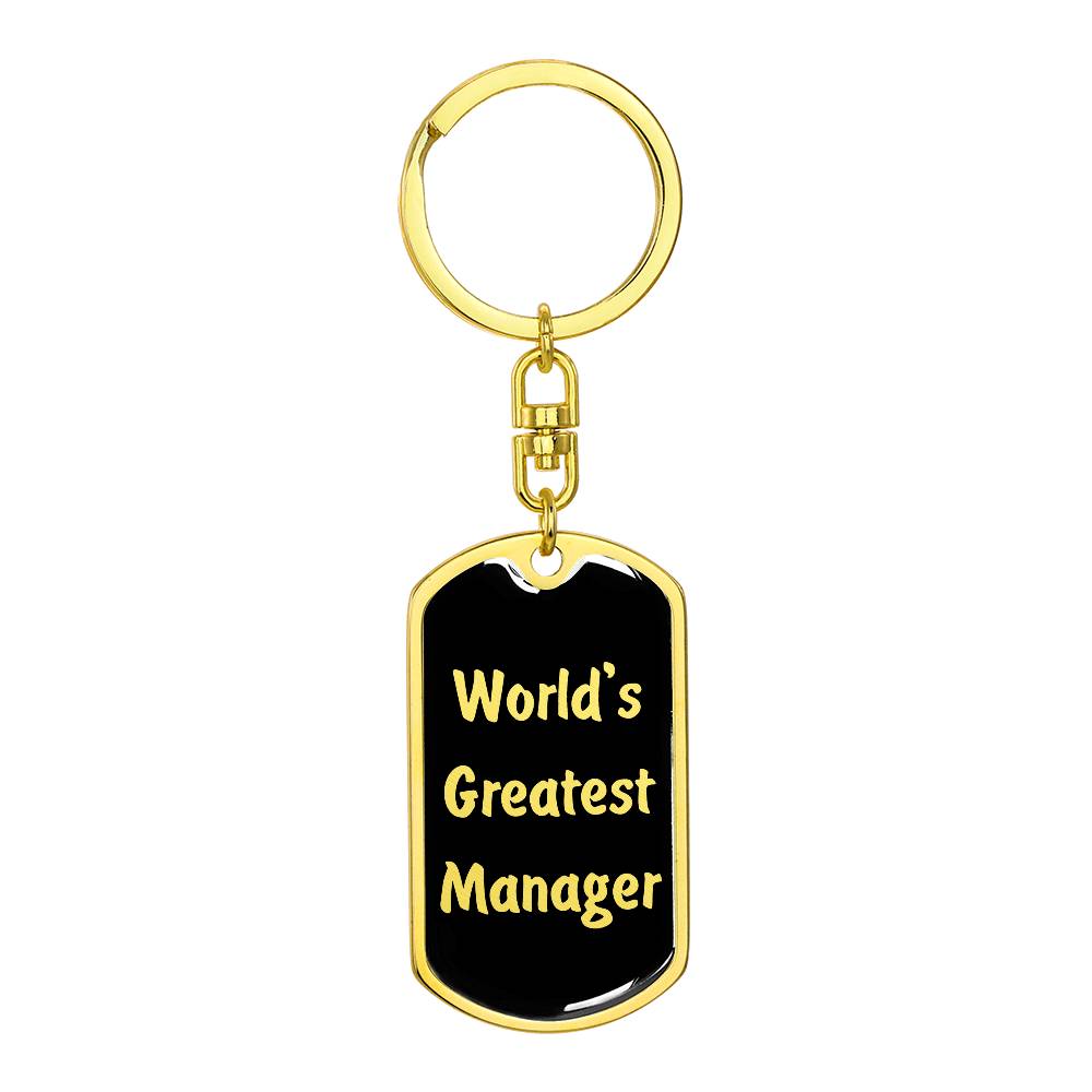 World's Greatest Manager v2 - Luxury Dog Tag Keychain