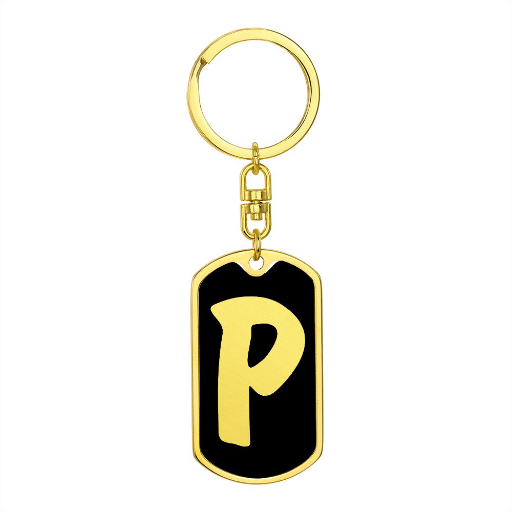 Initial P v2b - Luxury Dog Tag Keychain
