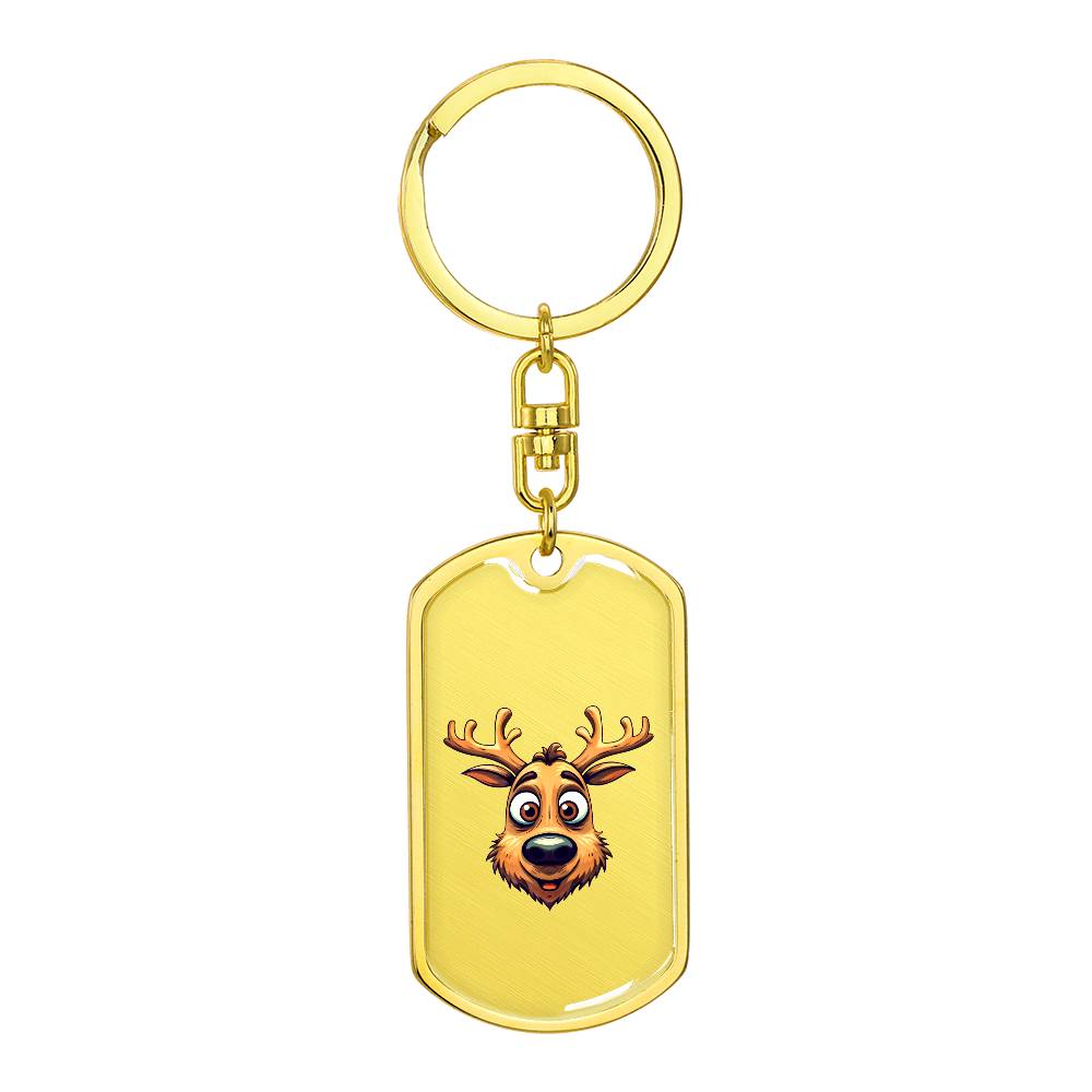 Funny Reindeer Face 12 - Luxury Dog Tag Keychain