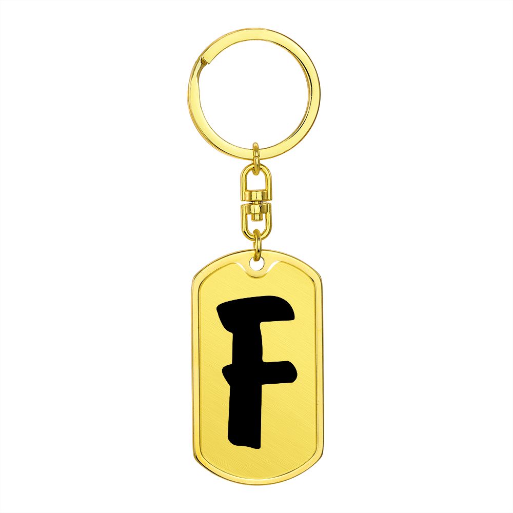 Initial F v1b - Luxury Dog Tag Keychain