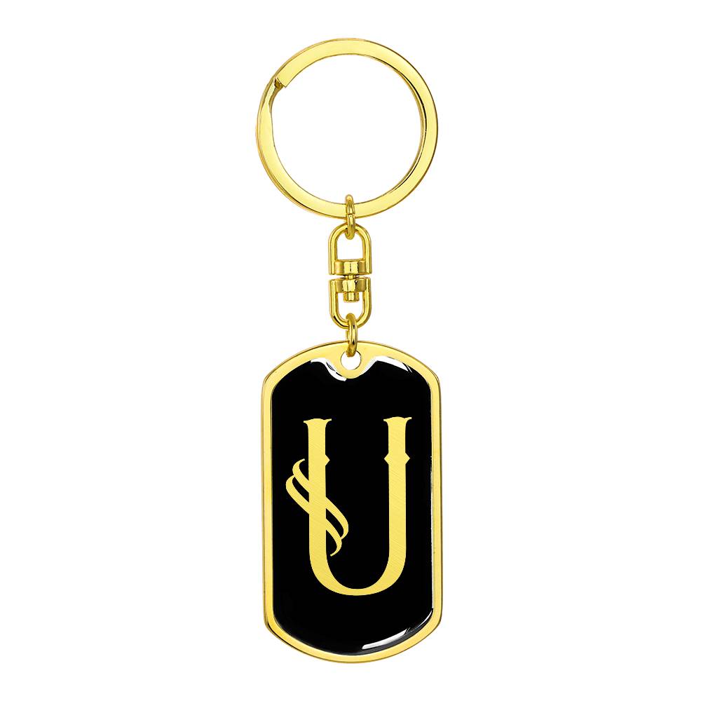 Initial U v001-12 - Luxury Dog Tag Keychain
