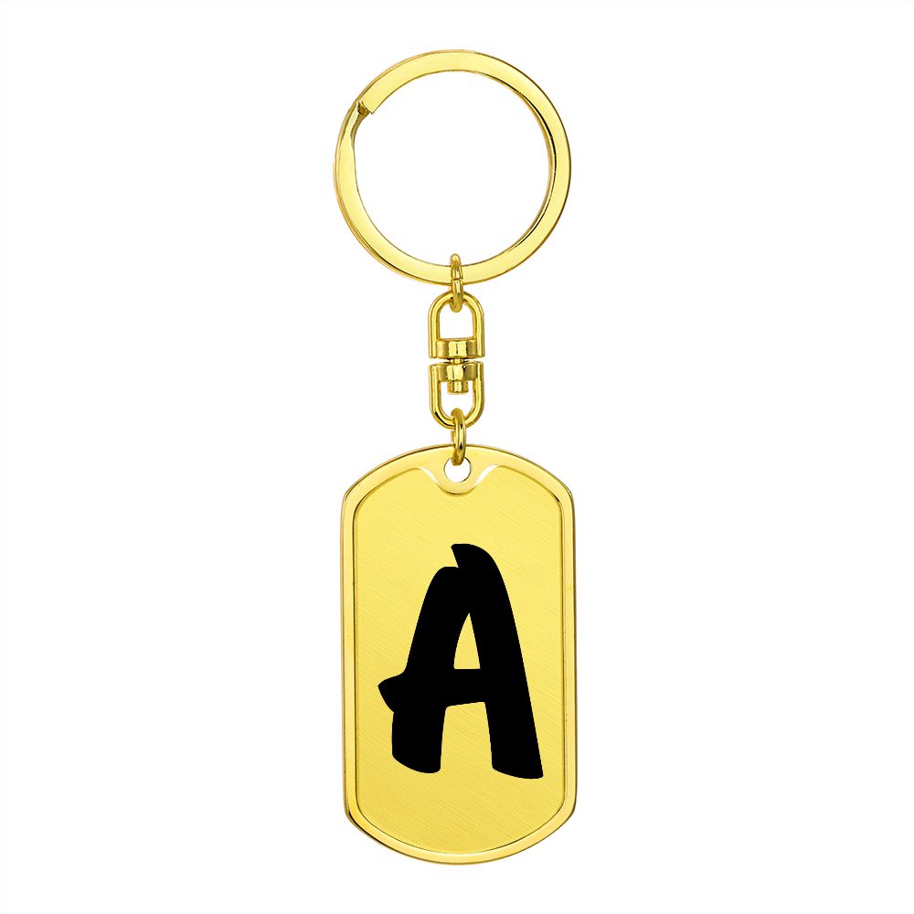 Initial A v1b - Luxury Dog Tag Keychain