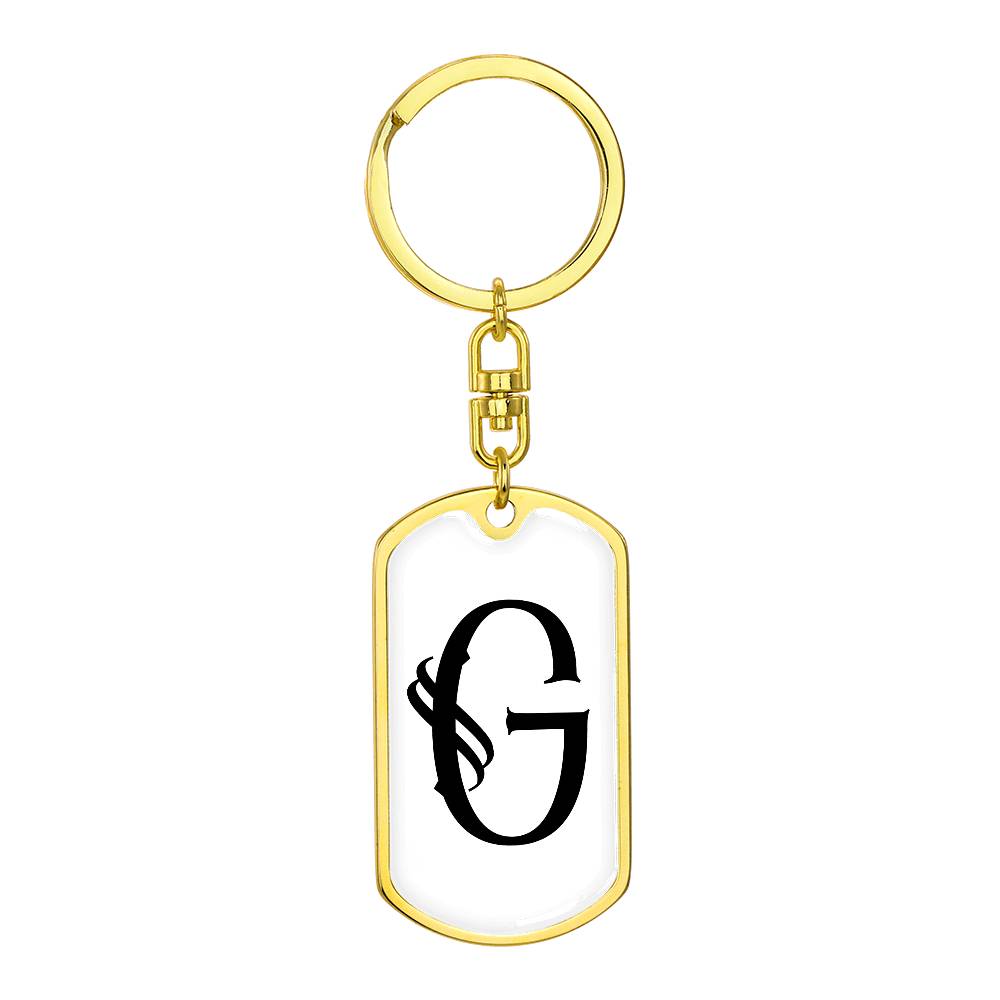Initial G v001-14 - Luxury Dog Tag Keychain
