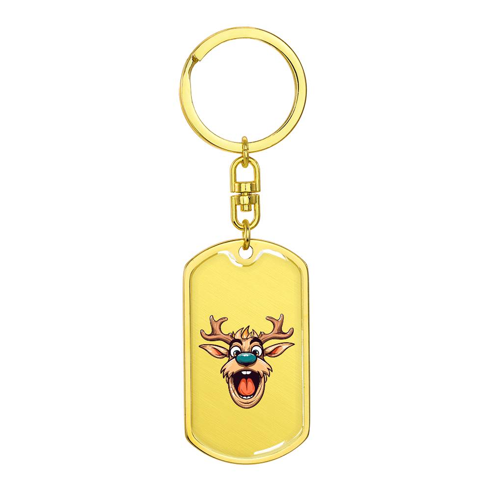 Funny Reindeer Face 18 - Luxury Dog Tag Keychain