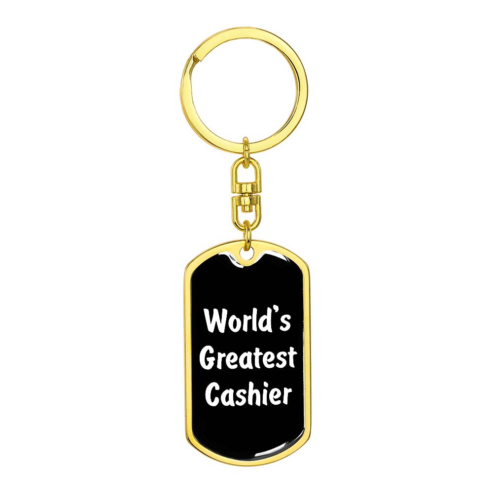 World's Greatest Cashier v3 - Luxury Dog Tag Keychain