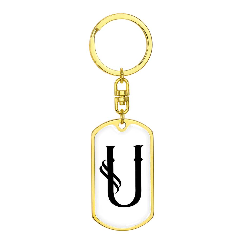Initial U v001-14 - Luxury Dog Tag Keychain
