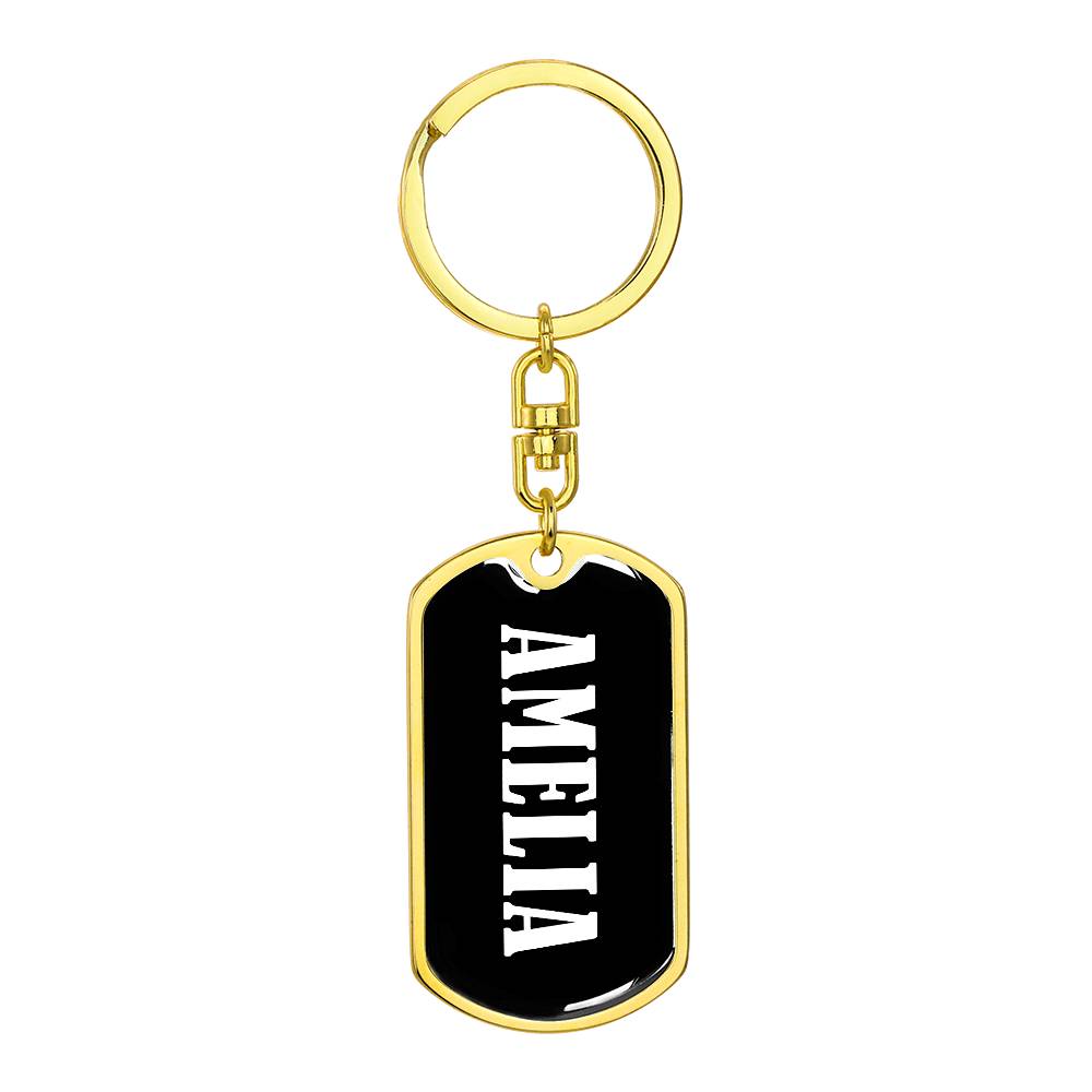 Amelia v01w - Luxury Dog Tag Keychain