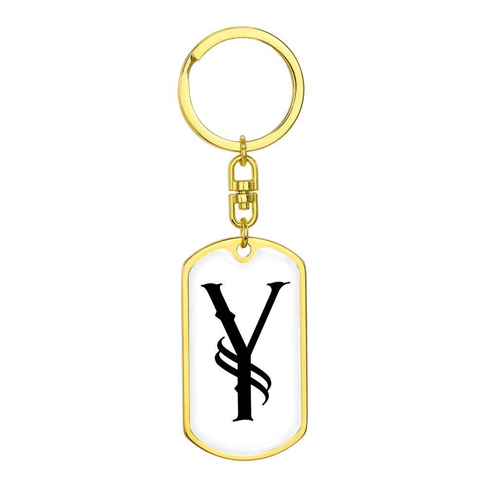 Initial Y v001-14 - Luxury Dog Tag Keychain