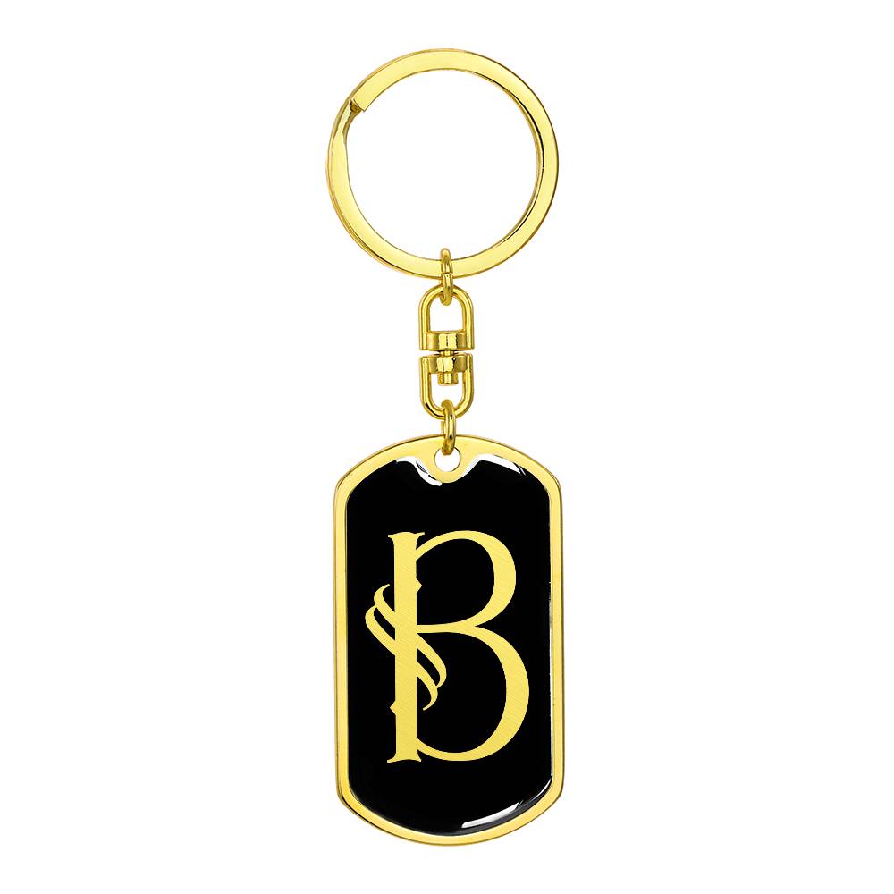 Initial B v001-12 - Luxury Dog Tag Keychain