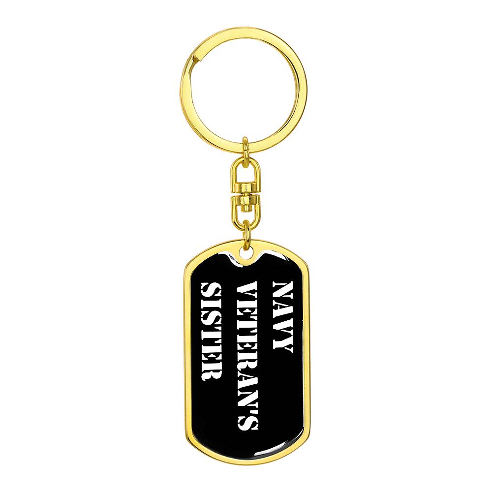 Navy Veteran's Sister v3 - Luxury Dog Tag Keychain