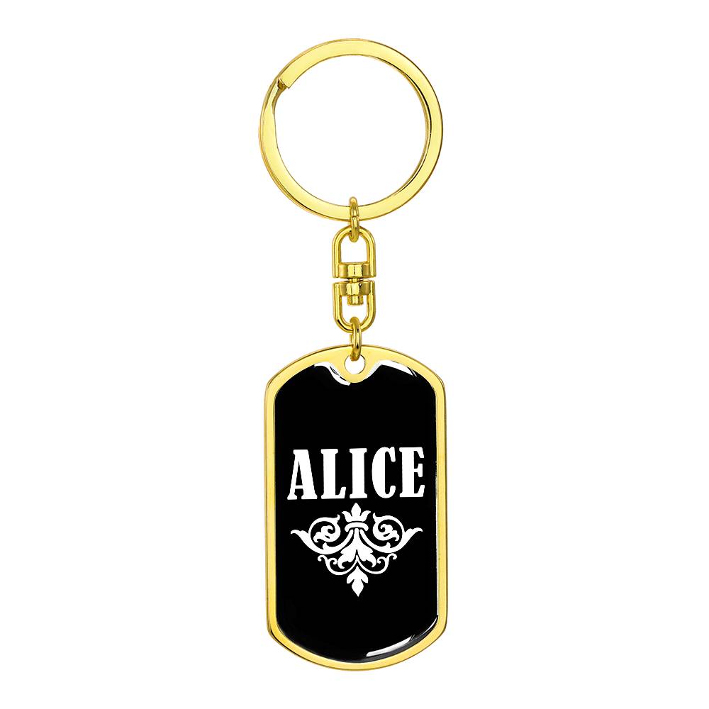 Alice v03a - Luxury Dog Tag Keychain