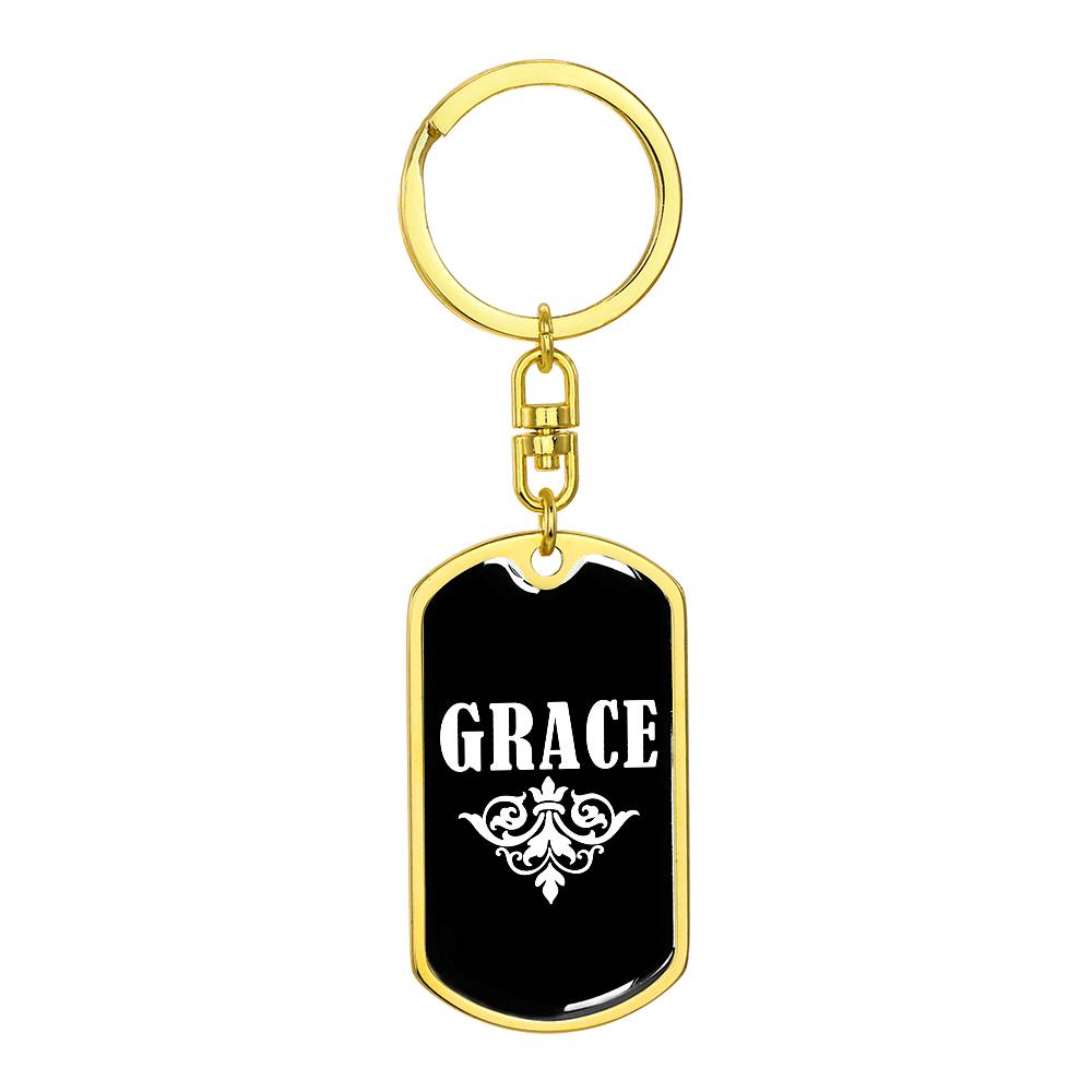 Grace v03a - Luxury Dog Tag Keychain