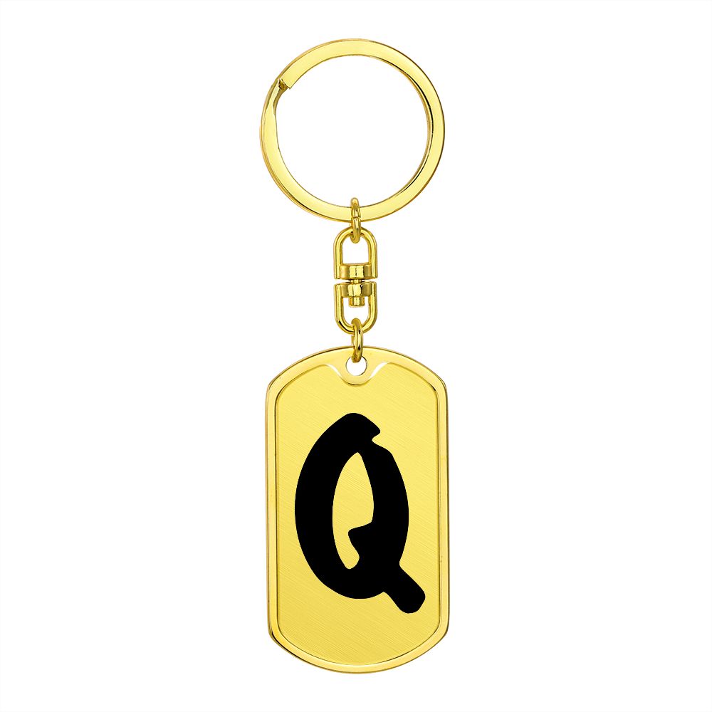 Initial Q v1b - Luxury Dog Tag Keychain