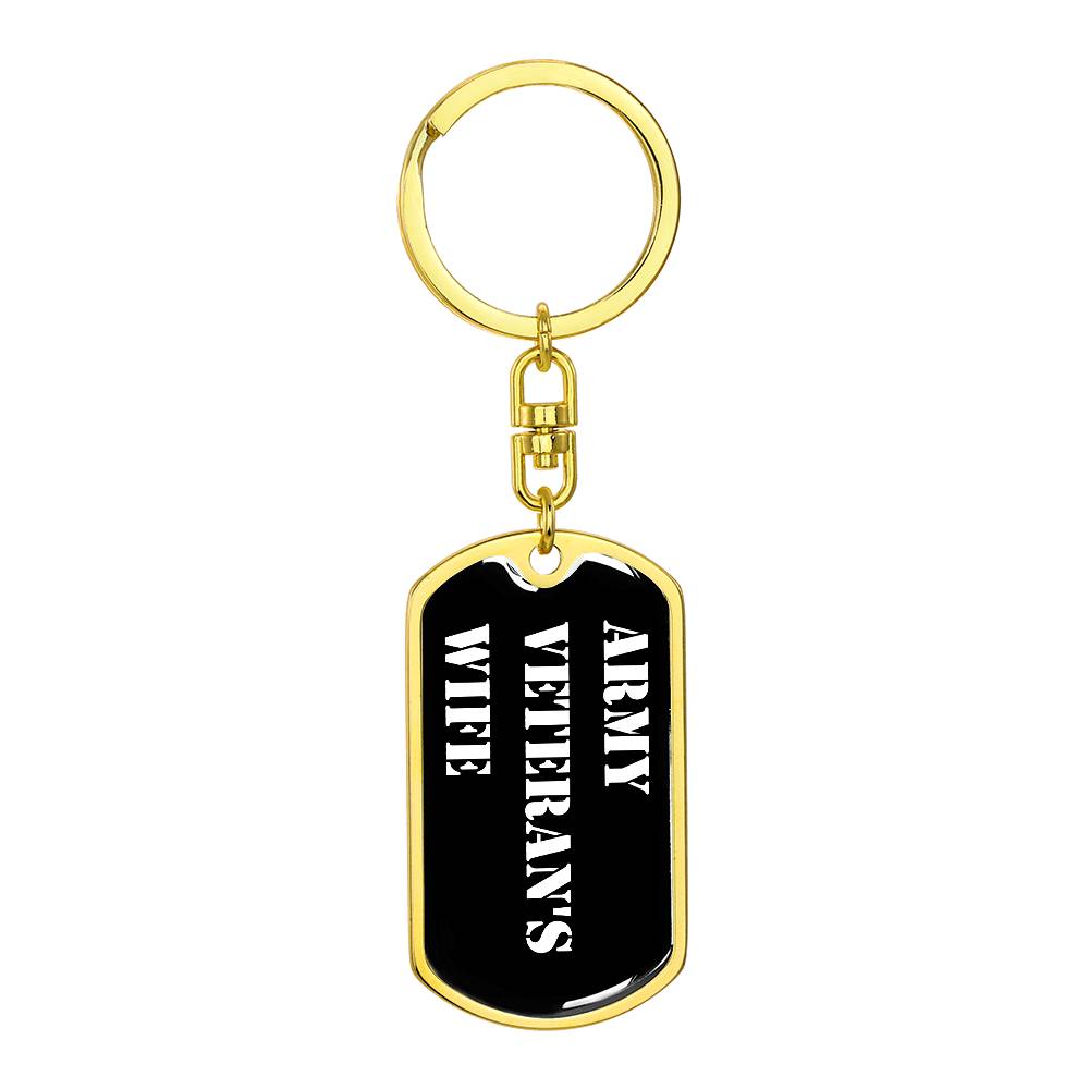 Army Veteran's Wife v3 - Luxury Dog Tag Keychain
