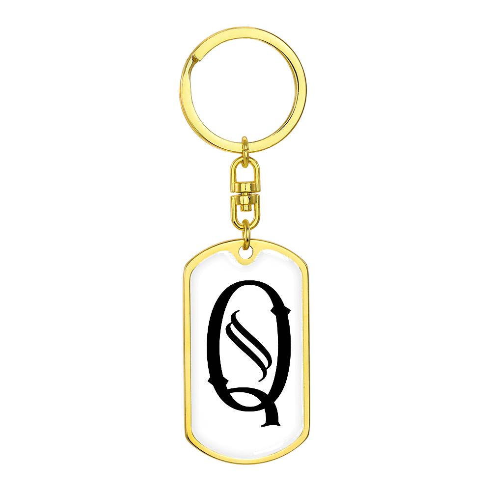 Initial Q v001-14 - Luxury Dog Tag Keychain