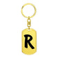 Initial R v1b - Luxury Dog Tag Keychain
