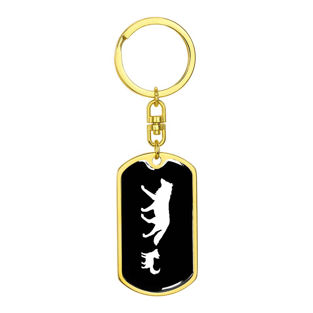 Mama Wolf With 1 Pup v3 - Luxury Dog Tag Keychain