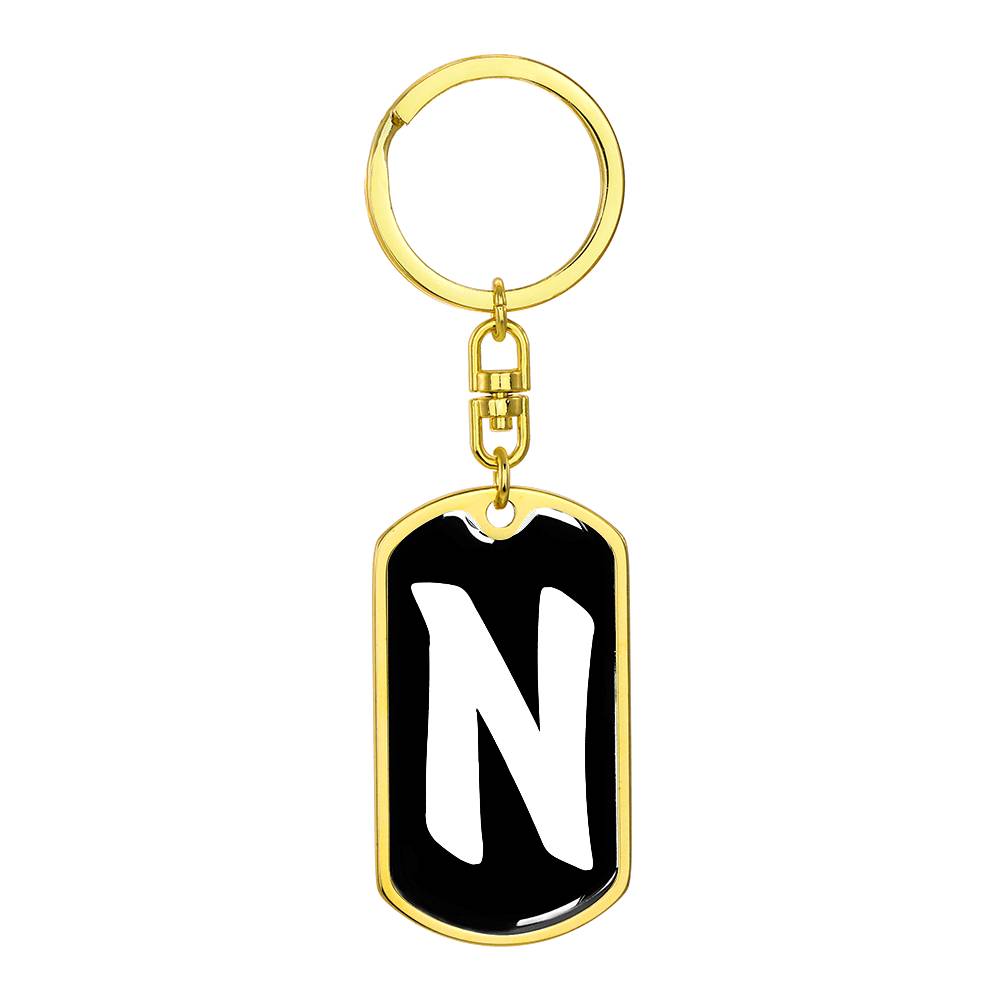 Initial N v3b - Luxury Dog Tag Keychain