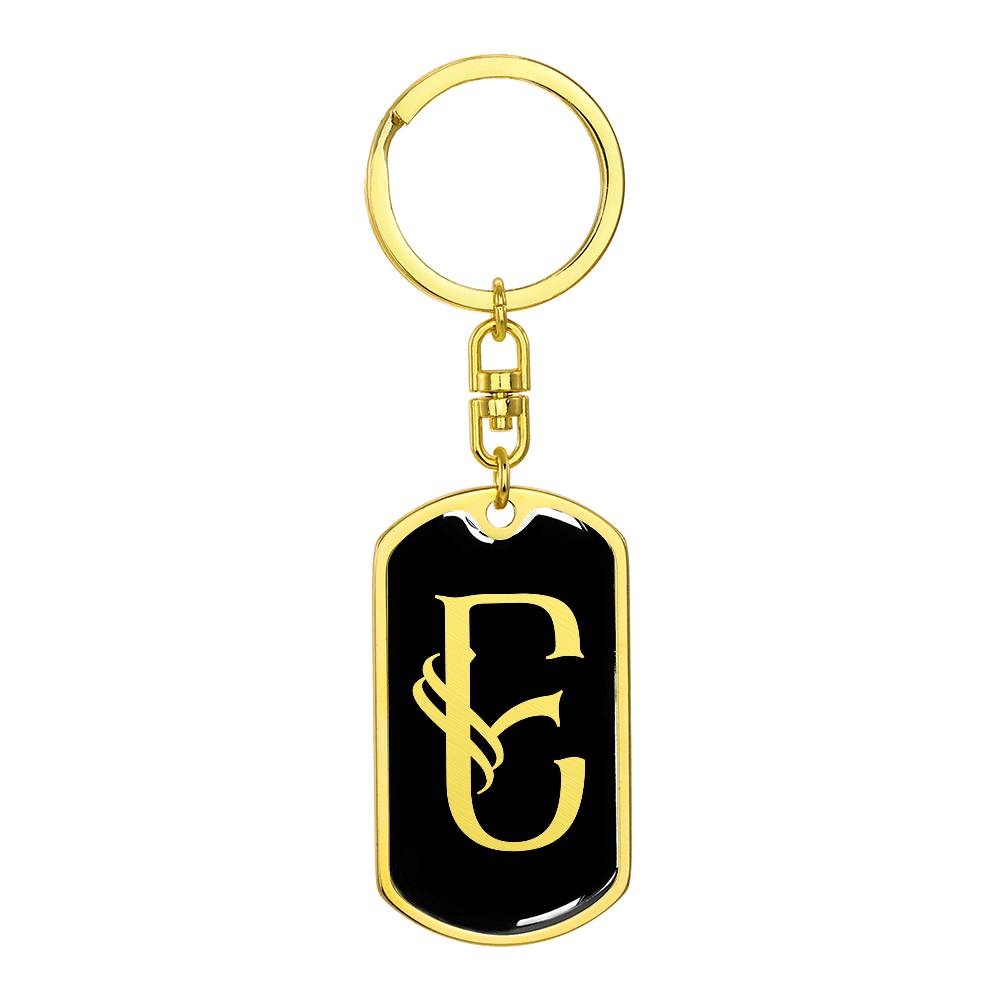 Initial E v001-12 - Luxury Dog Tag Keychain