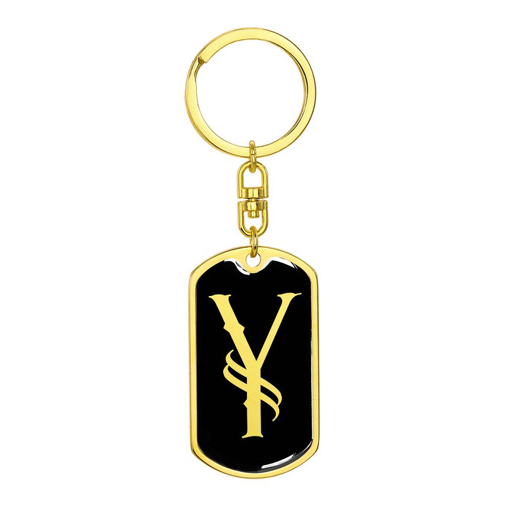 Initial Y v001-12 - Luxury Dog Tag Keychain