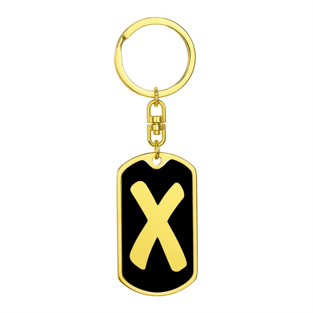 Initial X v2b - Luxury Dog Tag Keychain