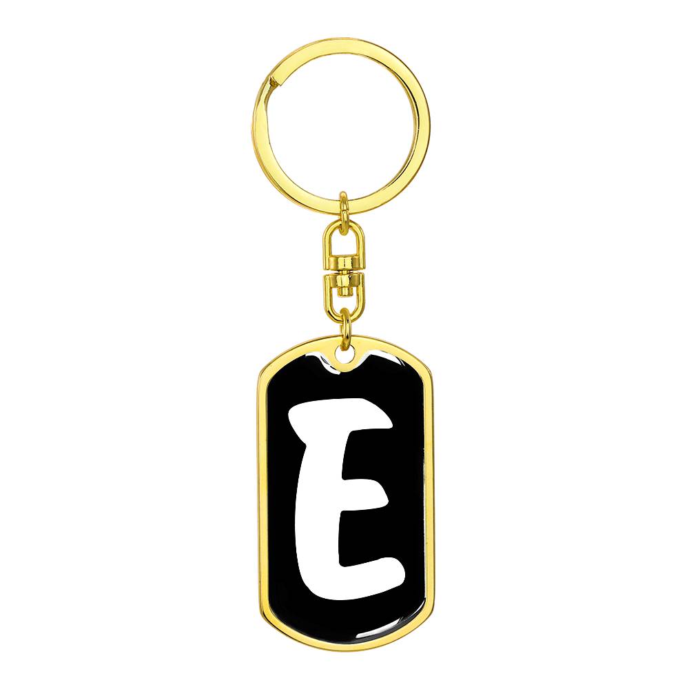 Initial E v3b - Luxury Dog Tag Keychain