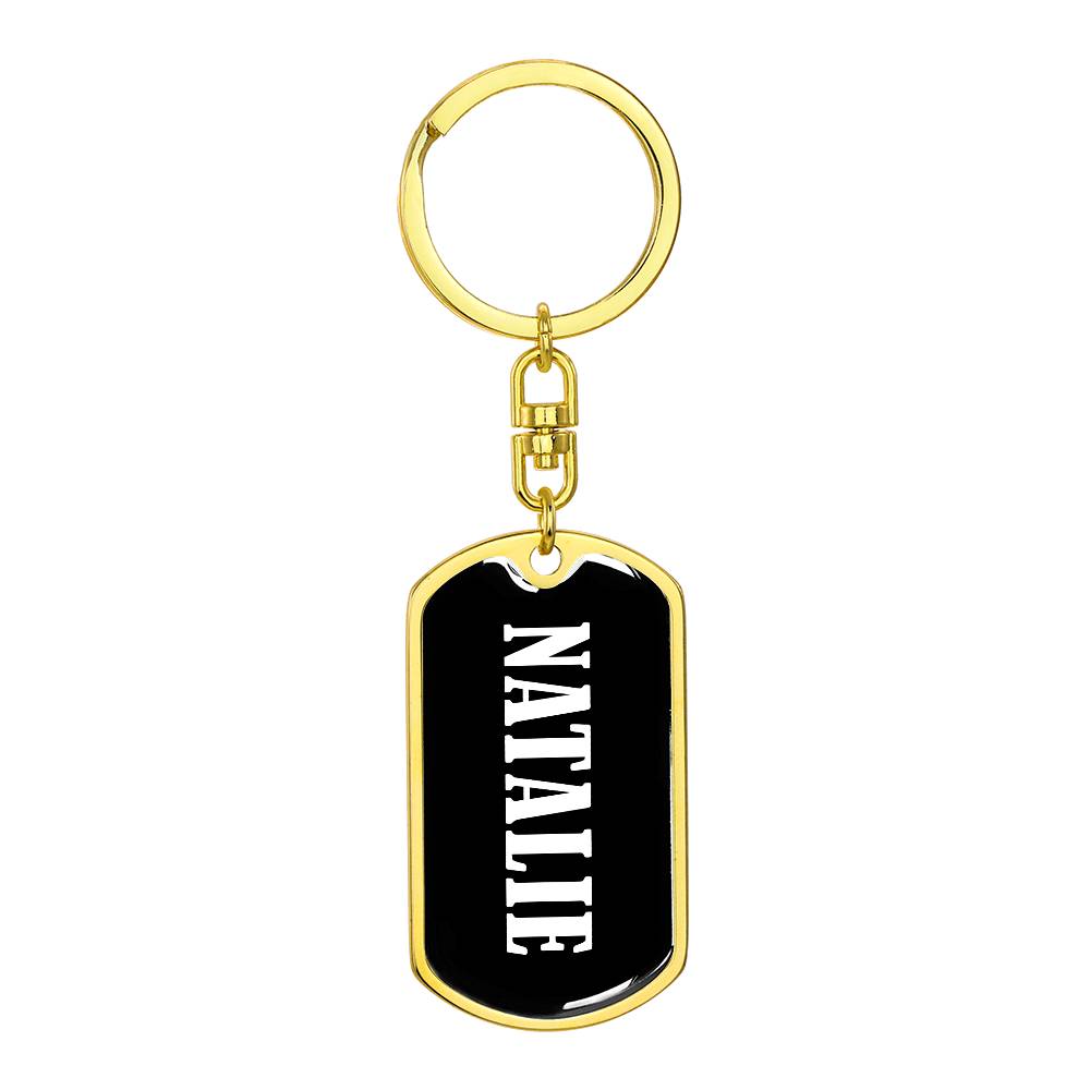 Natalie v01w - Luxury Dog Tag Keychain