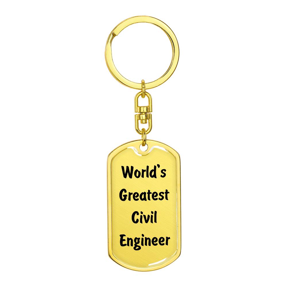 World's Greatest Civil Engineer - Luxury Dog Tag Keychain