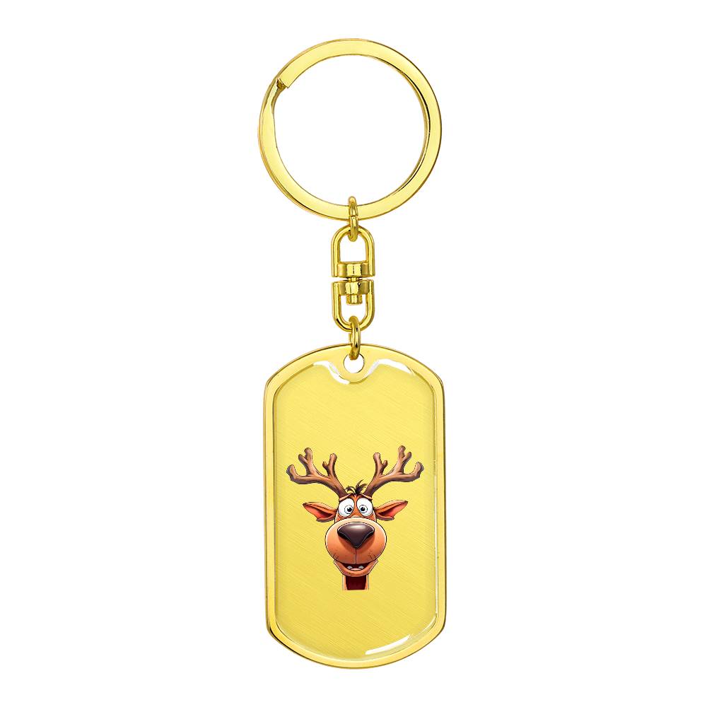 Funny Reindeer Face 03 - Luxury Dog Tag Keychain
