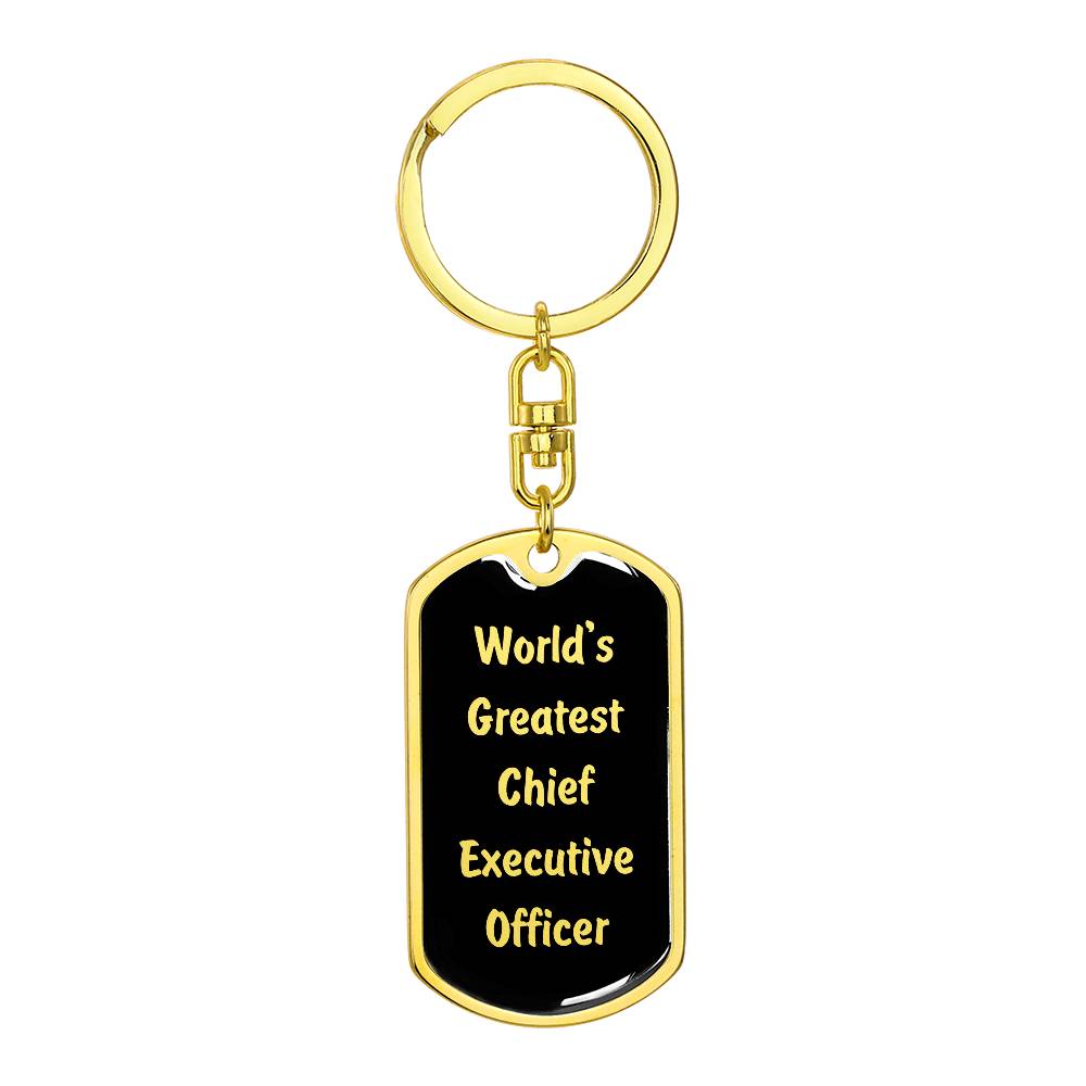 World's Greatest Chief Executive Officer v2 - Luxury Dog Tag Keychain