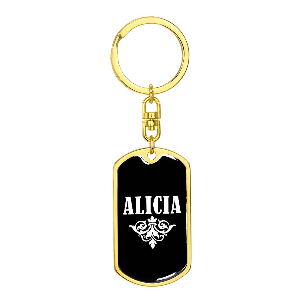 Alicia v03a - Luxury Dog Tag Keychain