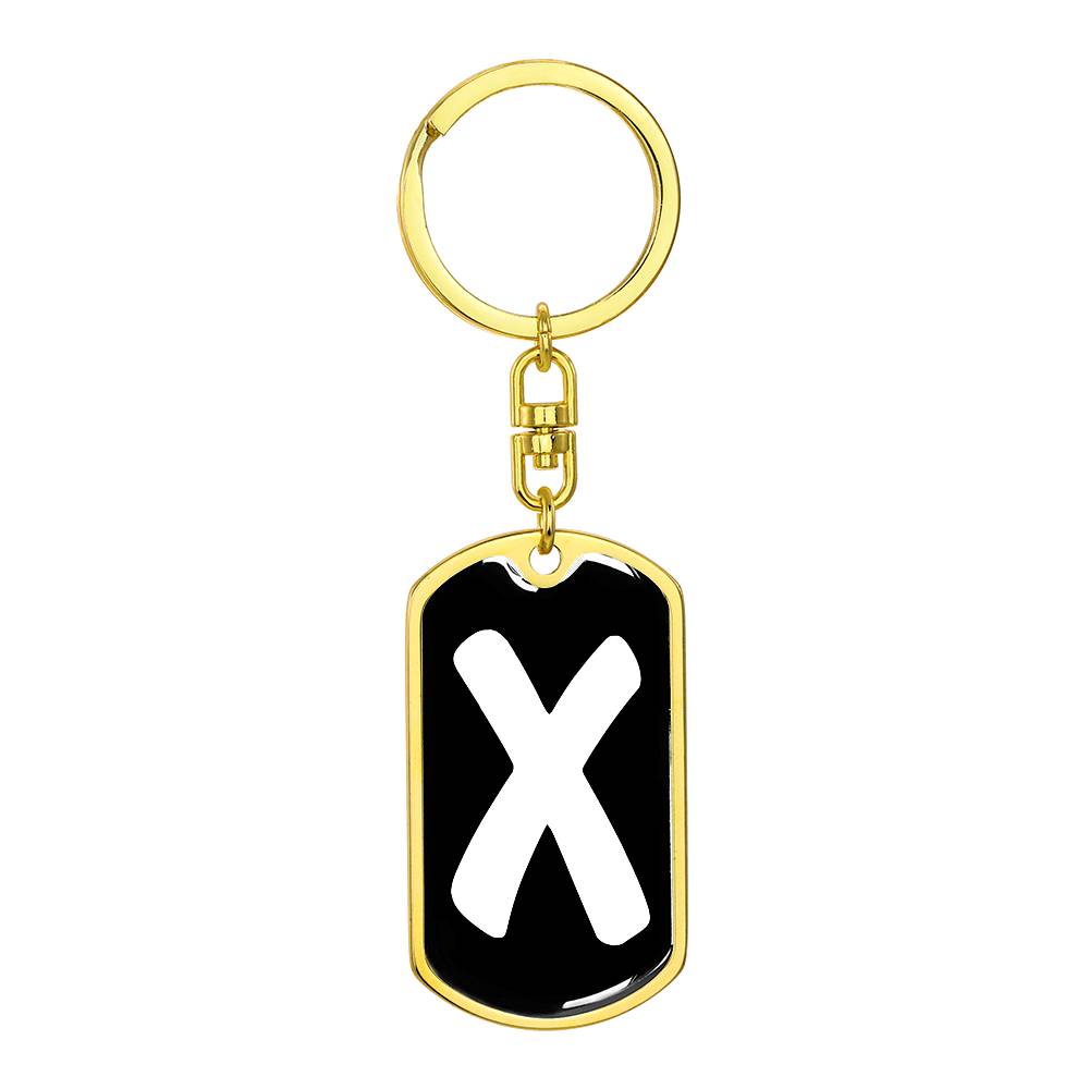 Initial X v3b - Luxury Dog Tag Keychain