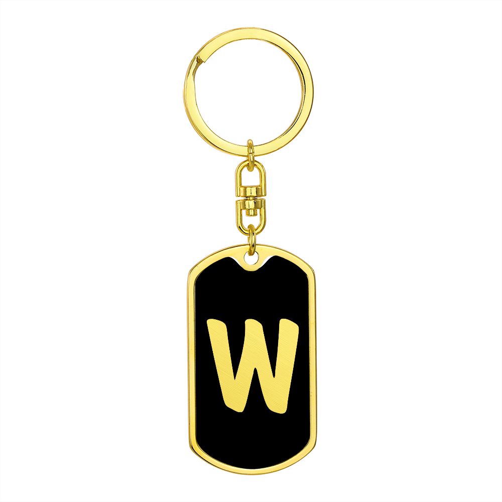 Initial W v2b - Luxury Dog Tag Keychain