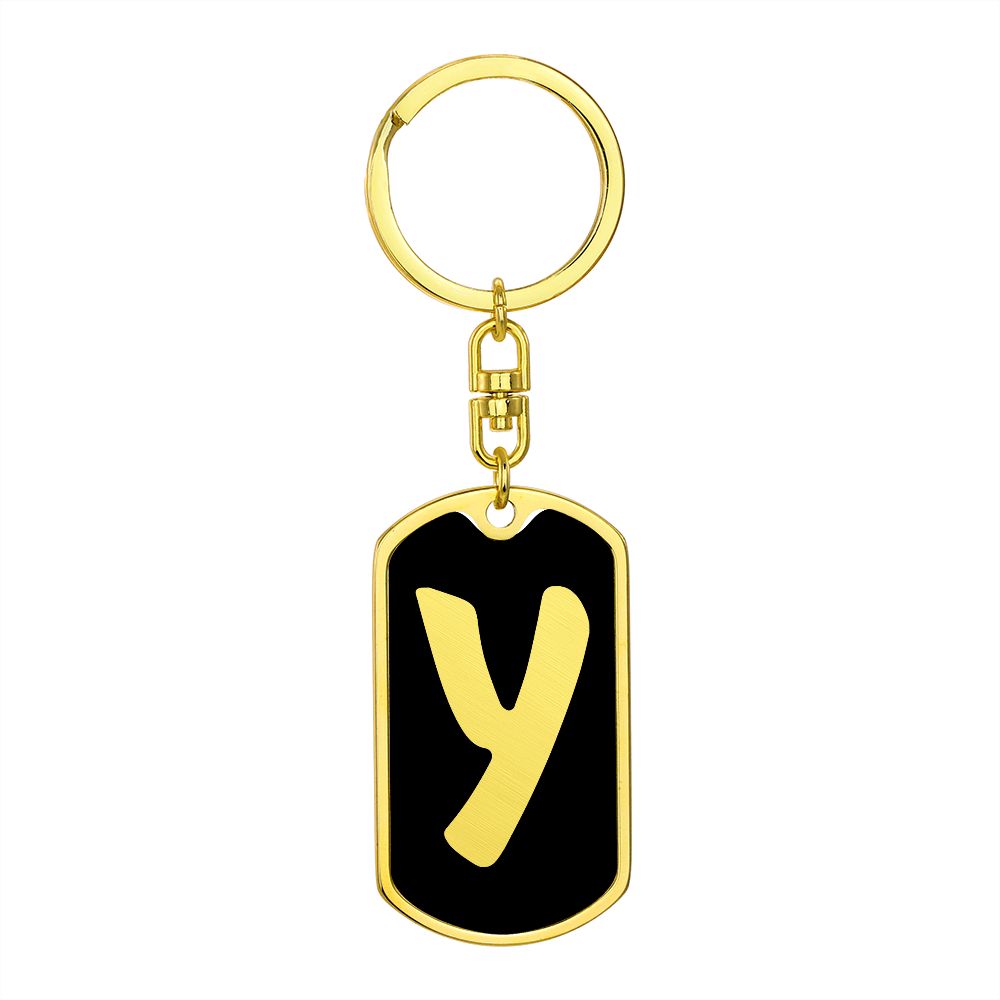 Initial Y v2b - Luxury Dog Tag Keychain