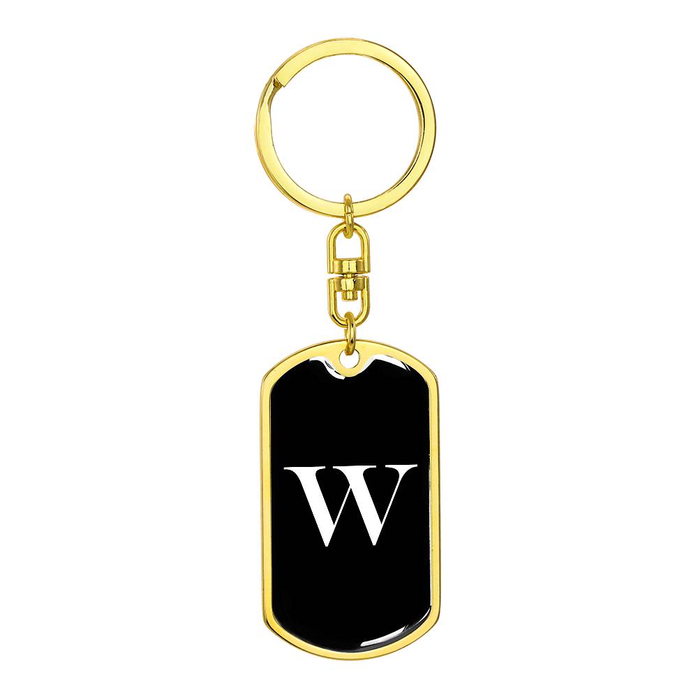 Initial W v3a - Luxury Dog Tag Keychain