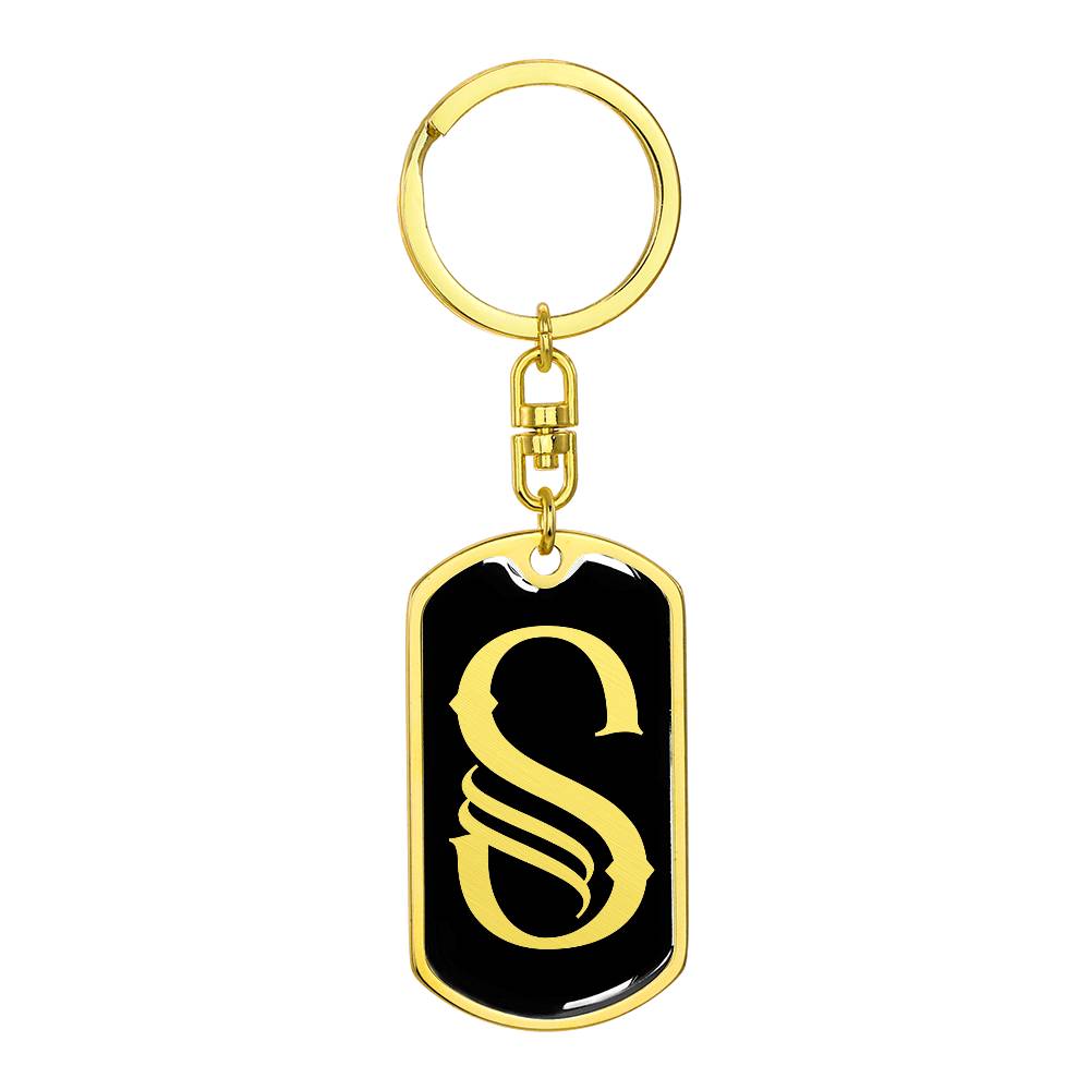Initial S v001-12 - Luxury Dog Tag Keychain