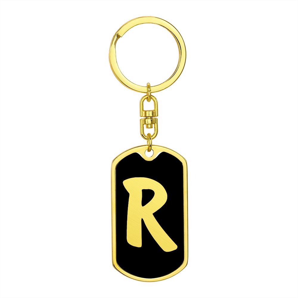 Initial R v2b - Luxury Dog Tag Keychain
