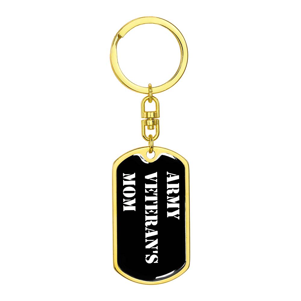 Army Veteran's Mom v3 - Luxury Dog Tag Keychain