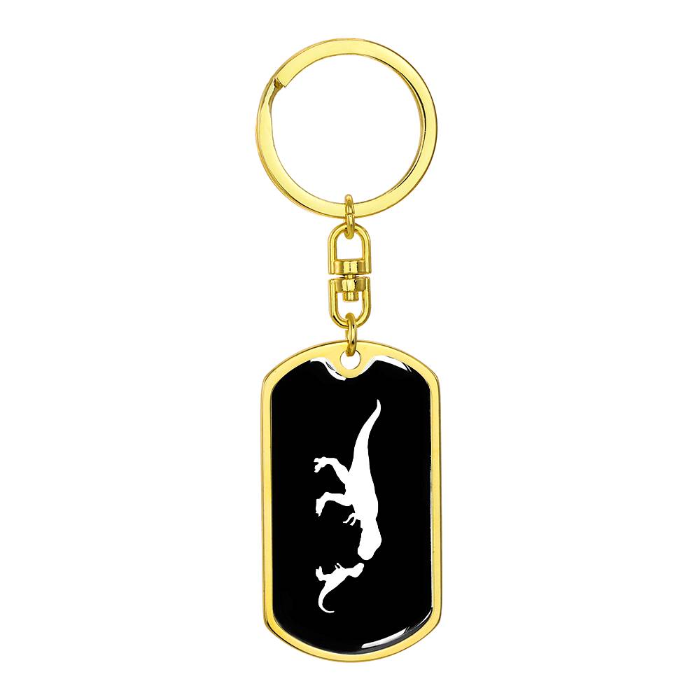 Mama Dinosaur With 1 Hatchling v3 - Luxury Dog Tag Keychain