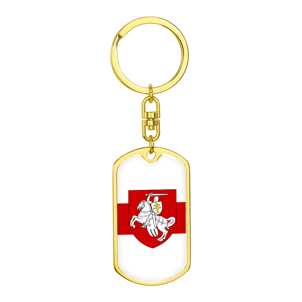 Pahonia And White-Red-White Flag (Belarus) - Luxury Dog Tag Keychain