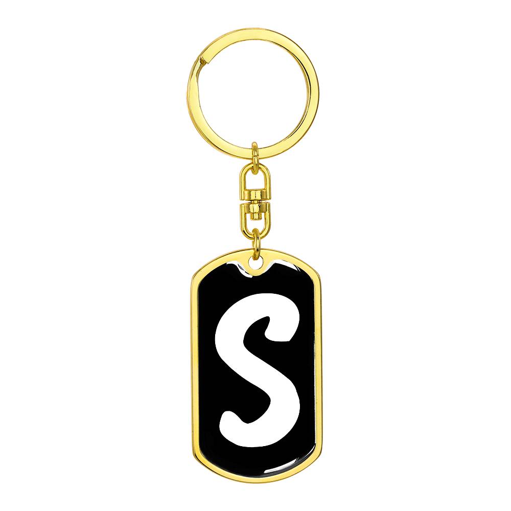 Initial S v3b - Luxury Dog Tag Keychain